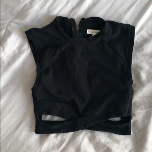 Black cutout crop top